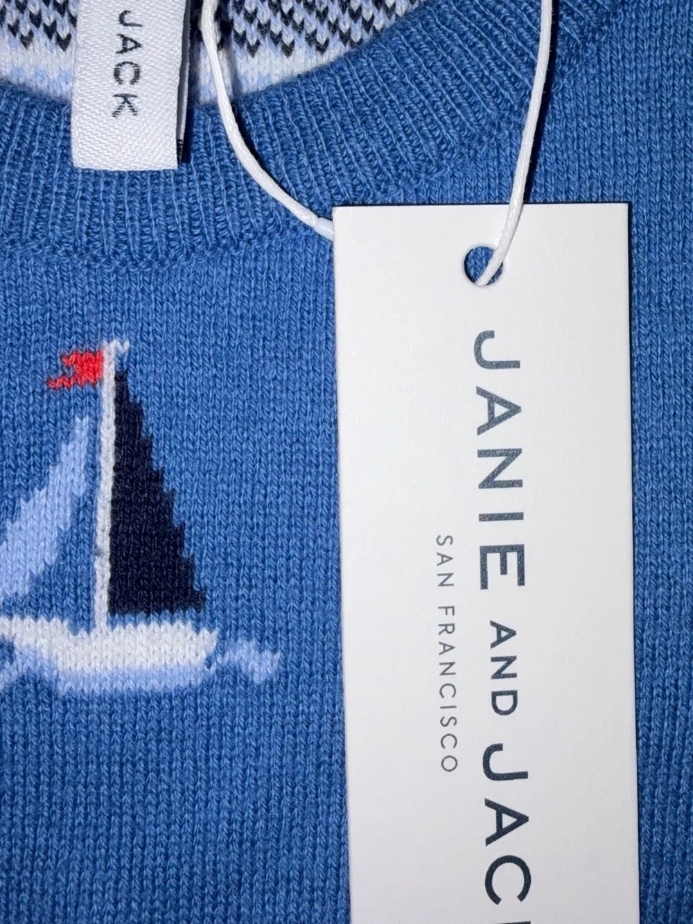 Janie and Jack sweater knit romper with sailboat print sz18-24 months NWT